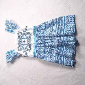 Monsoon Girls Blue Calista Floral Print Frilly Playsuit Size 9 (UK)